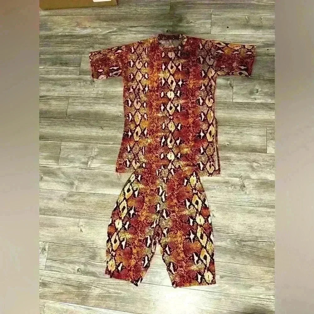 Comfort Snakeskin Short Set - Taupe/combo  XL